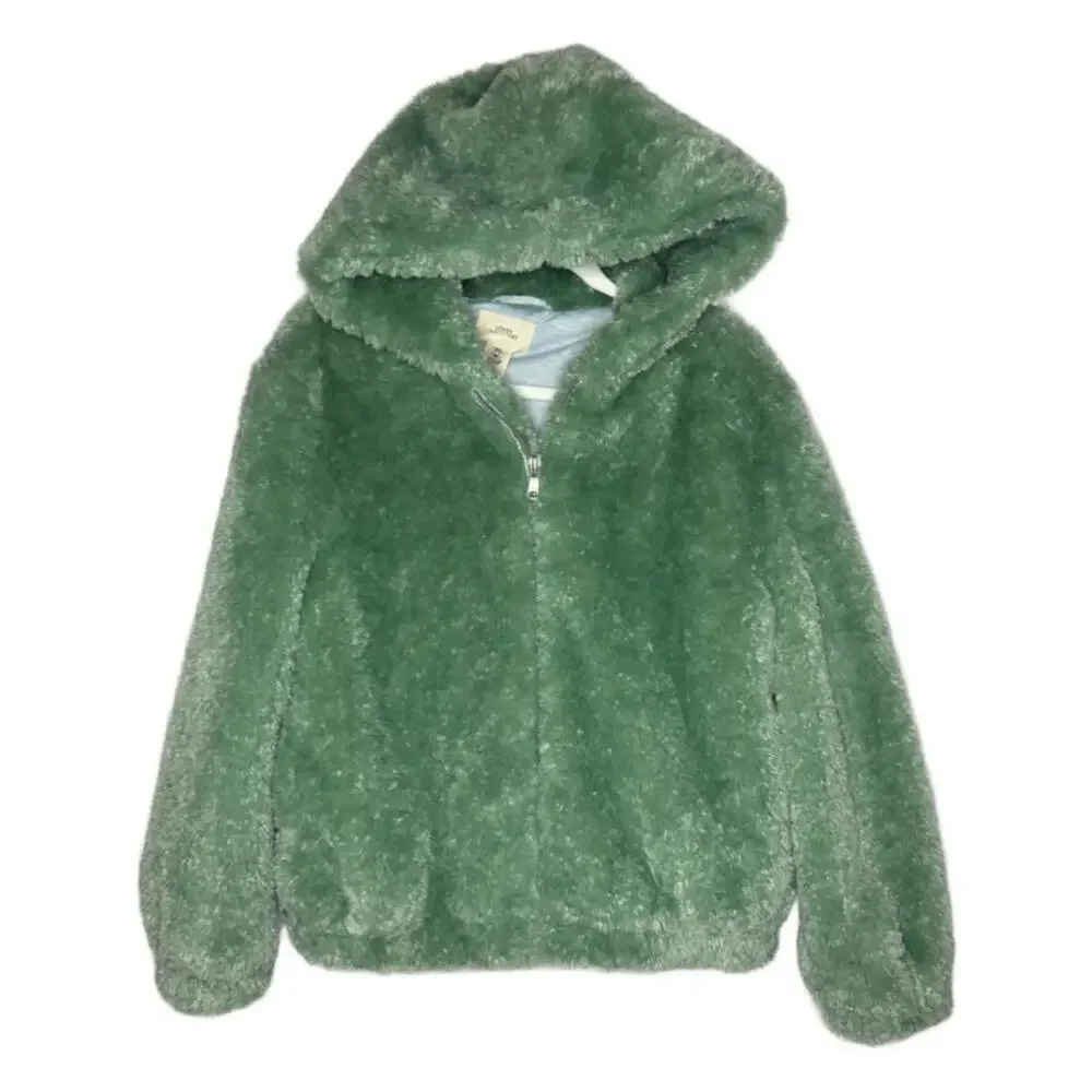 NWT Urban Outfitters Sz XS Mint Green Hooded Faux Fur Teddy Jacket (1602) - Picture 1 of 7